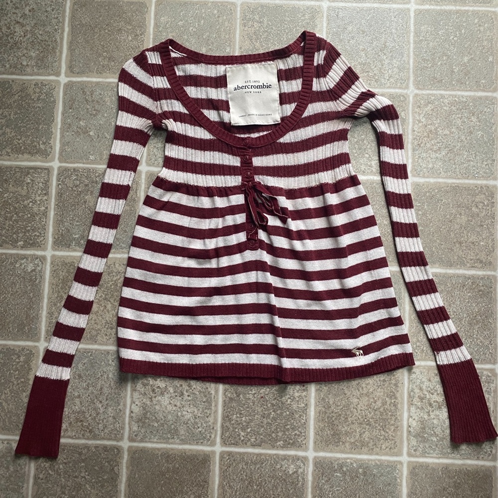 Rare Abercrombie Striped Babydoll Knit Sweater Top